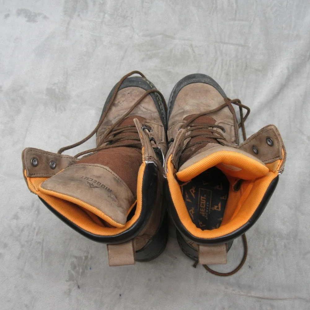 Ridgecut Mens 10W Work Boots Brown Leather Waterproof Steel Toe Utility Rugged‎